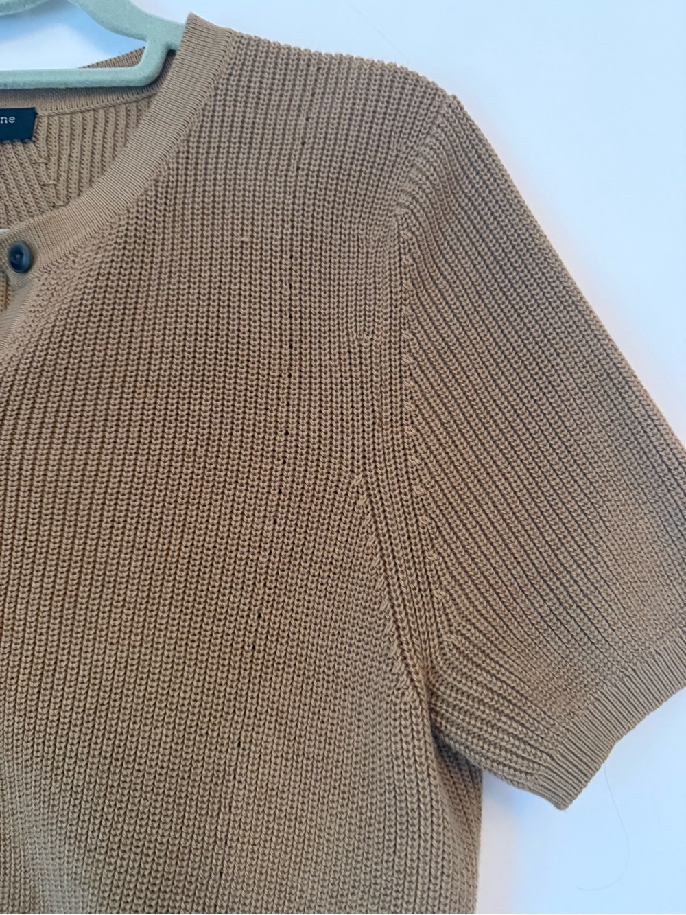rag & bone Short-Sleeve Camel Knit Cardigan - Picture 5 of 5